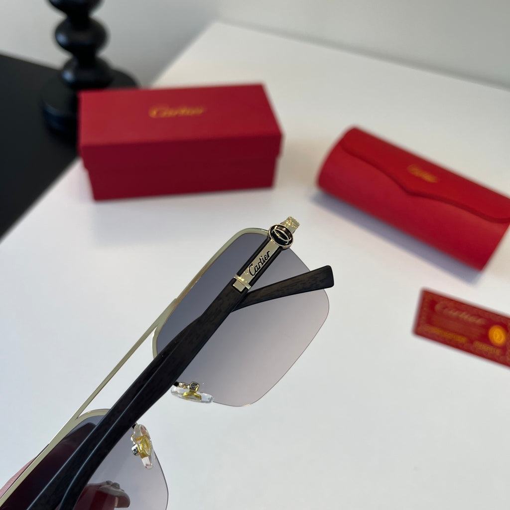 Cartier Lightweight Metal Rimless Silver Lens Sunglasses for Men & Wo - 372237 - detail image 7