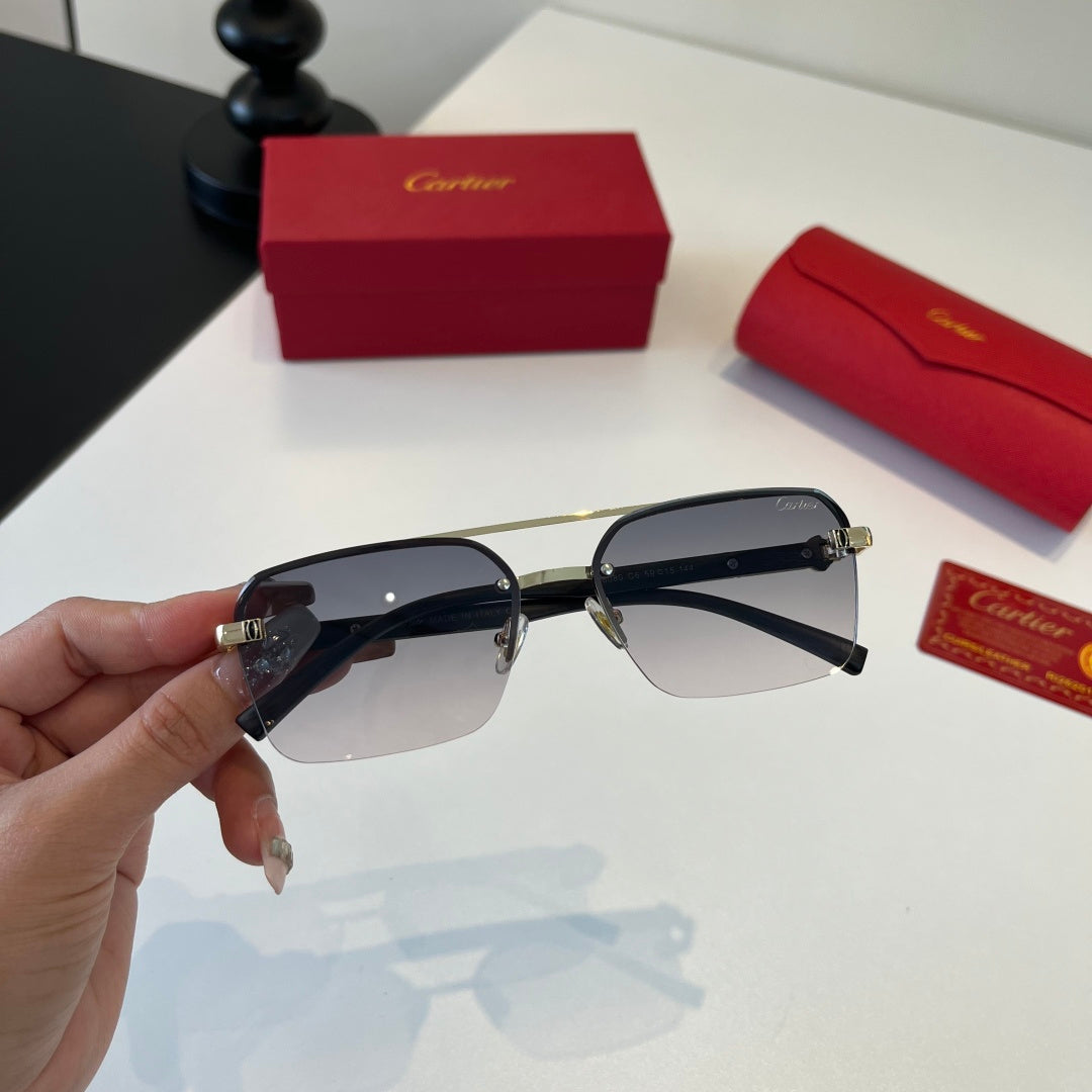 Cartier Lightweight Metal Rimless Silver Lens Sunglasses for Men & Wo - 372237 - detail image 5