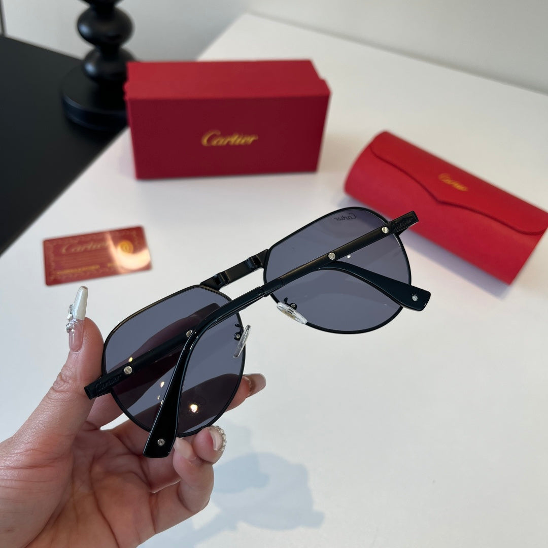 Cartier Folding Metal Rimless Silver Lens Sunglasses for Men & Women - 416000 - detail image 6