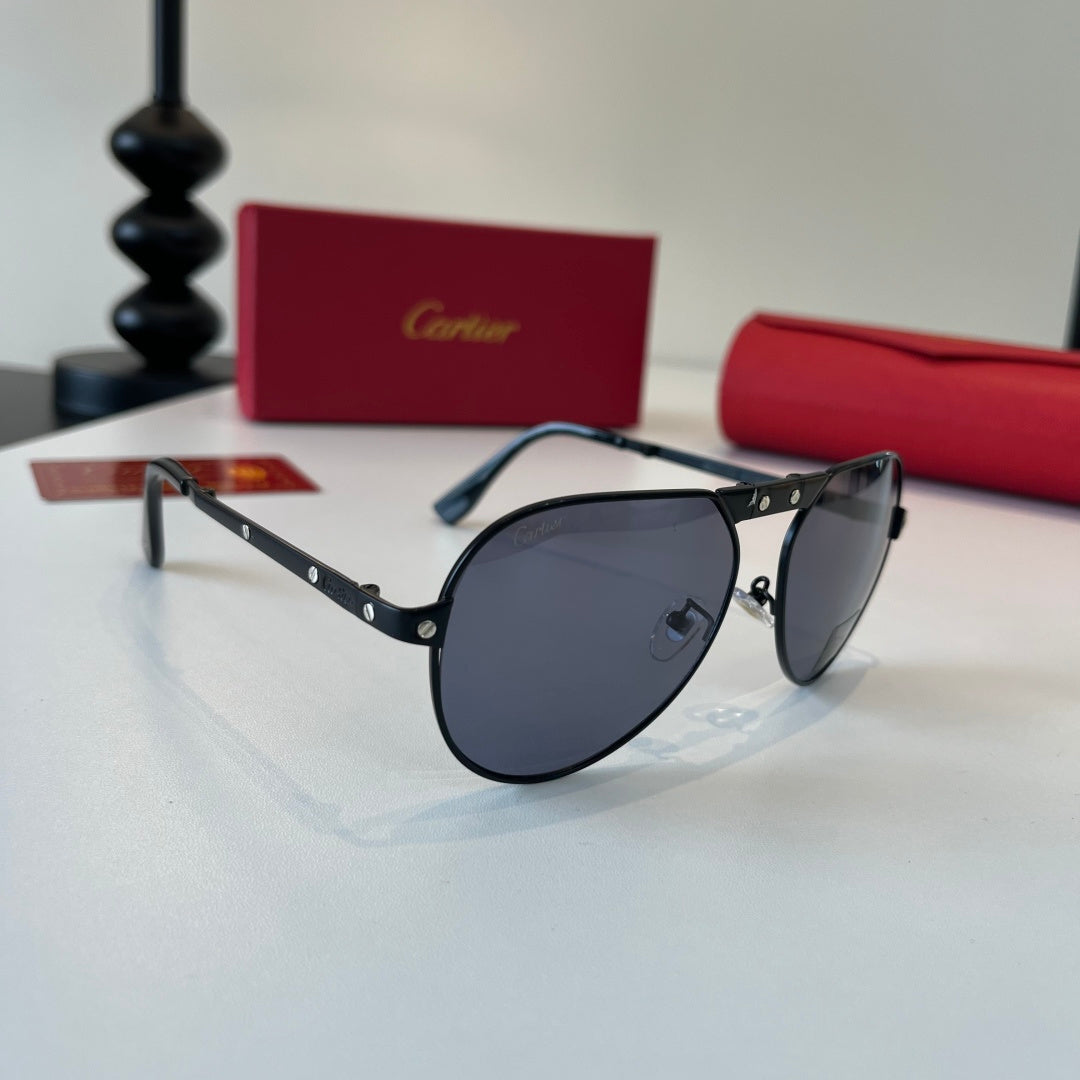 Cartier Folding Metal Rimless Silver Lens Sunglasses for Men & Women - 416000