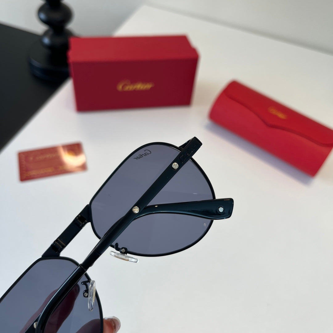 Cartier Folding Metal Rimless Silver Lens Sunglasses for Men & Women - 493714 - detail image 7
