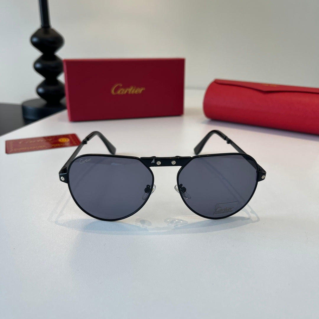 Cartier Folding Metal Rimless Silver Lens Sunglasses for Men & Women - 416000 - detail image 2