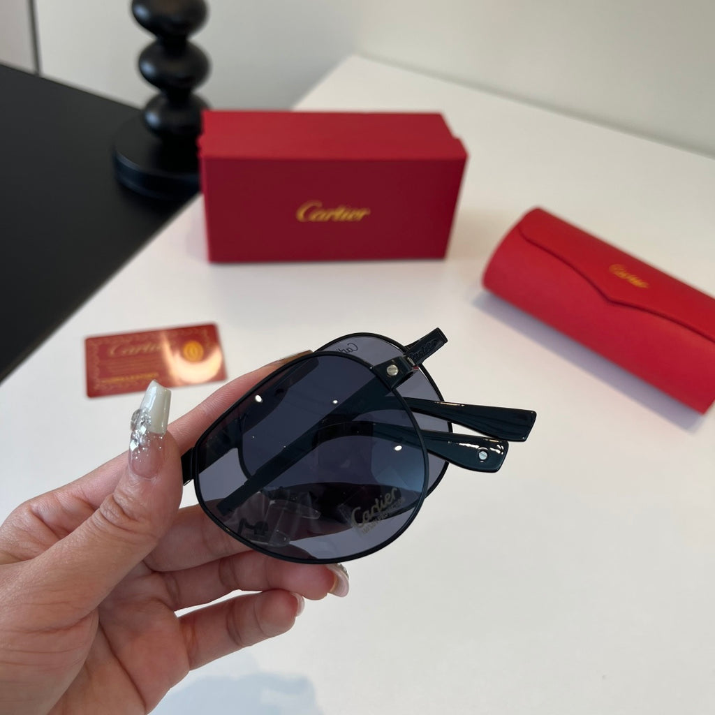 Cartier Folding Metal Rimless Silver Lens Sunglasses for Men & Women - 493714 - detail image 9
