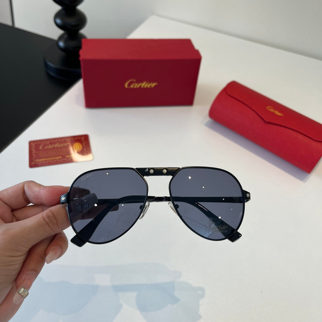 Cartier Folding Metal Rimless Silver Lens Sunglasses for Men & Women - 416000 - detail image 5