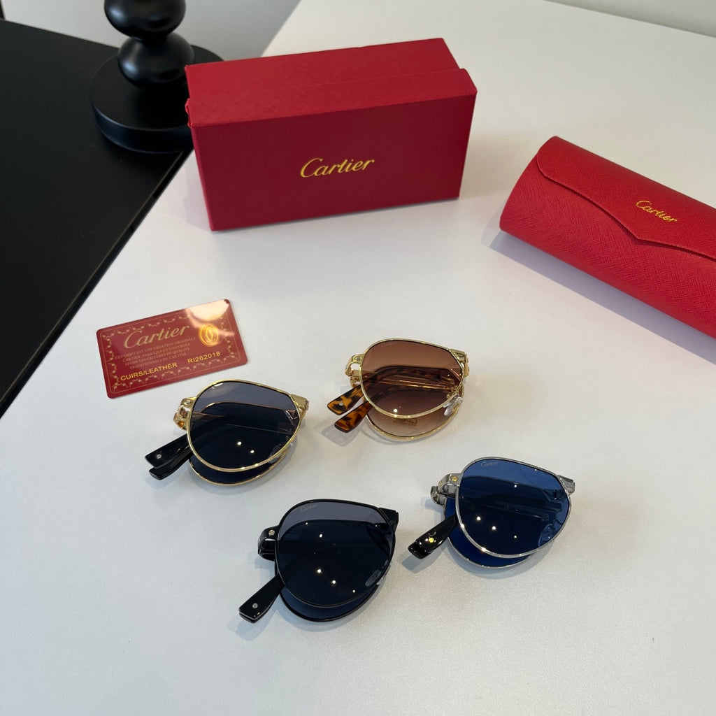 Cartier Folding Metal Rimless Silver Lens Sunglasses for Men & Women - detail image 12