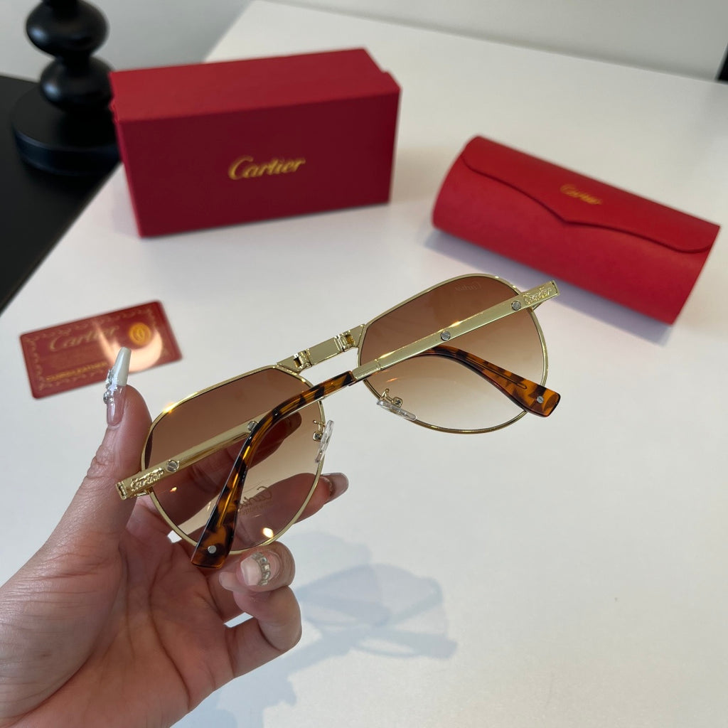Cartier Folding Metal Rimless Brown Lens Sunglasses for Men & Women - 416001 - detail image 7