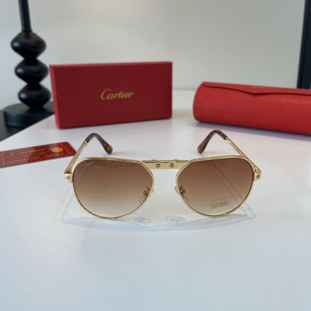 Cartier Folding Metal Rimless Brown Lens Sunglasses for Men & Women - 416001 - detail image 2