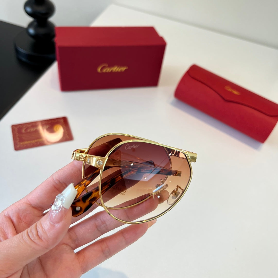 Cartier Folding Metal Rimless Brown Lens Sunglasses for Men & Women - 416001 - detail image 9