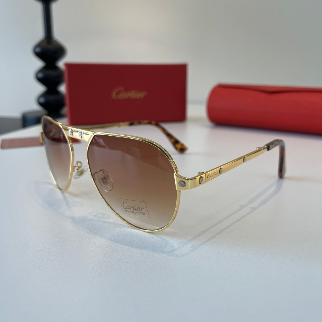 Cartier Folding Metal Rimless Brown Lens Sunglasses for Men & Women - detail image 3