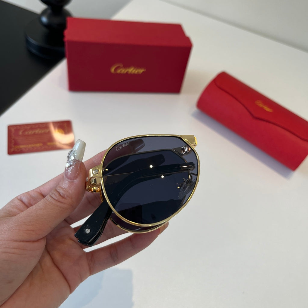 Cartier Folding Metal Rimless Silver Lens Sunglasses for Men & Women - detail image 6