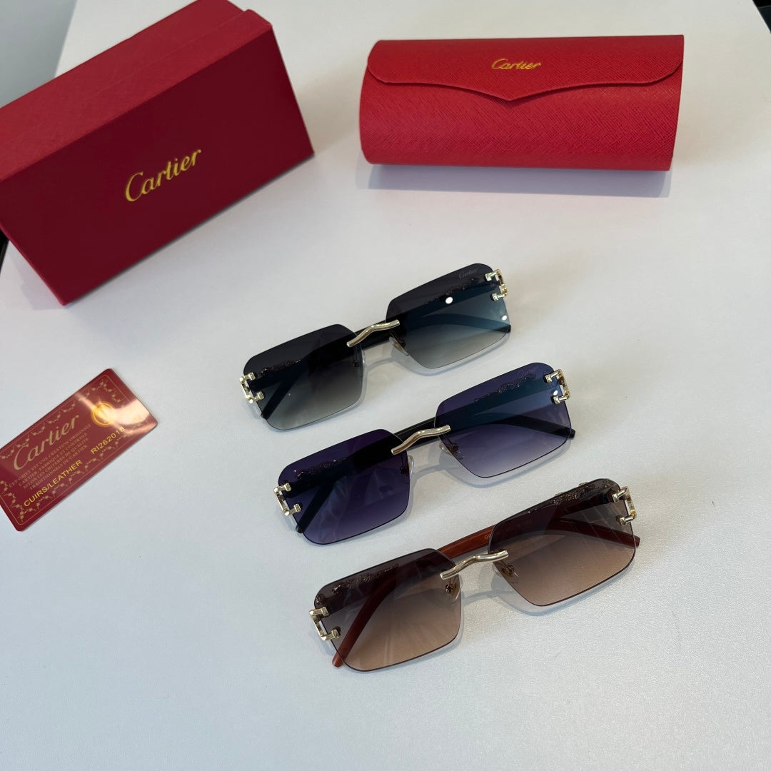 Cartier Lightweight Metal Rimless Silver Lens Sunglasses for Men & Wo - 372241 - detail image 12