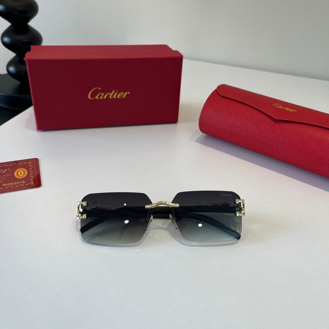 Cartier Lightweight Metal Rimless Silver Lens Sunglasses for Men & Wo - 372241 - detail image 6