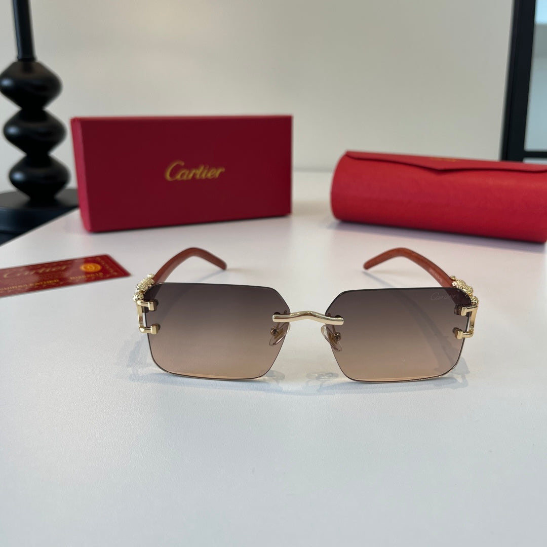 Cartier Lightweight Metal Rimless Silver Lens Sunglasses for Men & Wo - 372242 - detail image 2