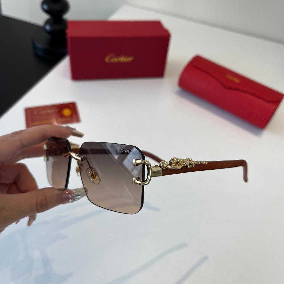 Cartier Lightweight Metal Rimless Silver Lens Sunglasses for Men & Wo - 372242 - detail image 4