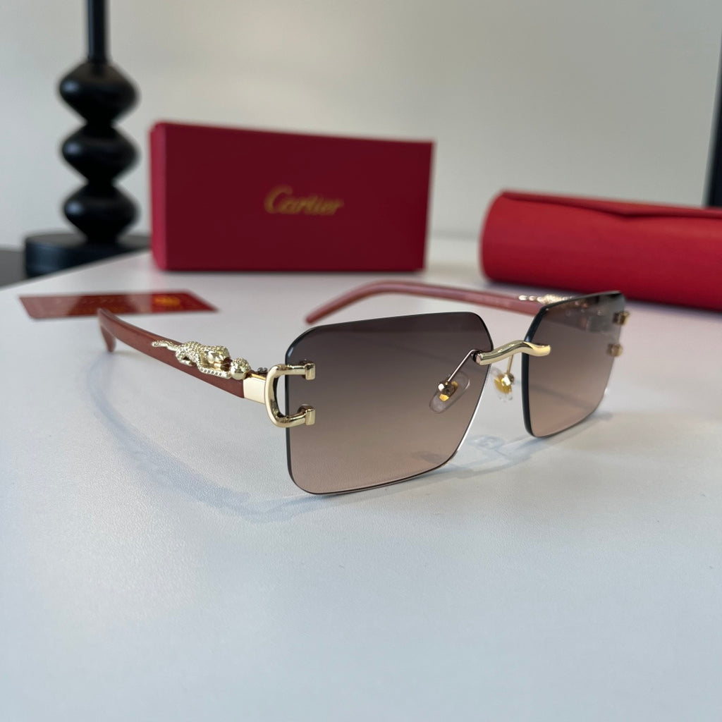 Cartier Lightweight Metal Rimless Silver Lens Sunglasses for Men & Wo - 487234
