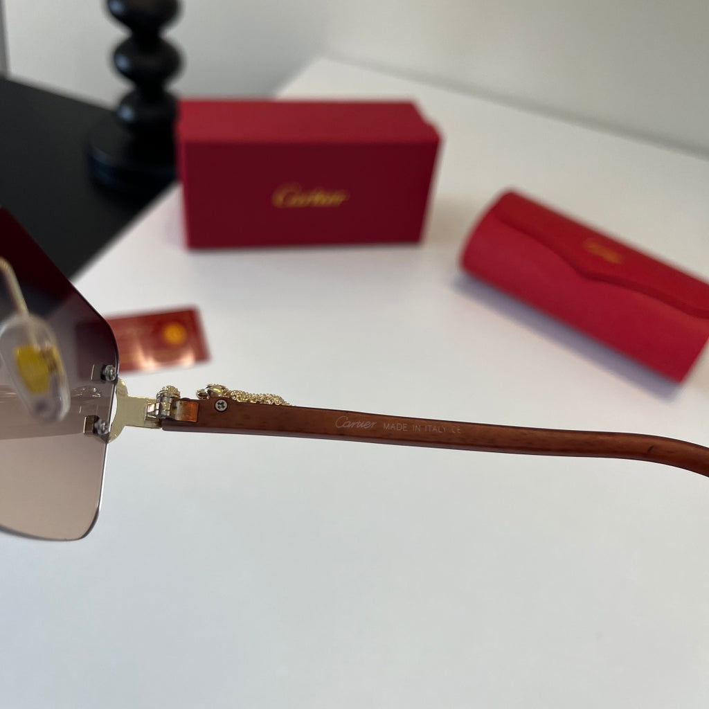 Cartier Lightweight Metal Rimless Silver Lens Sunglasses for Men & Wo - 372242 - detail image 11