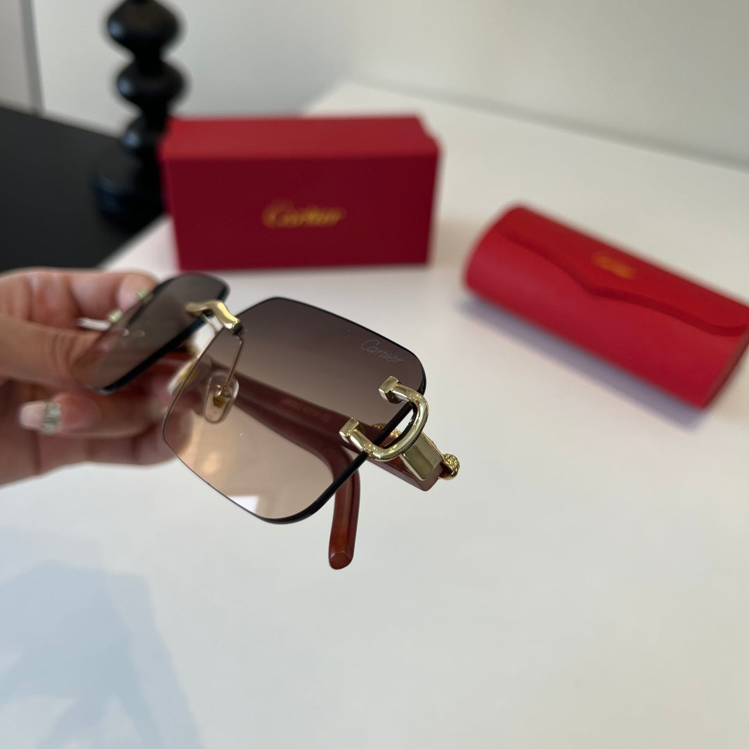 Cartier Lightweight Metal Rimless Silver Lens Sunglasses for Men & Wo - 372242 - detail image 7