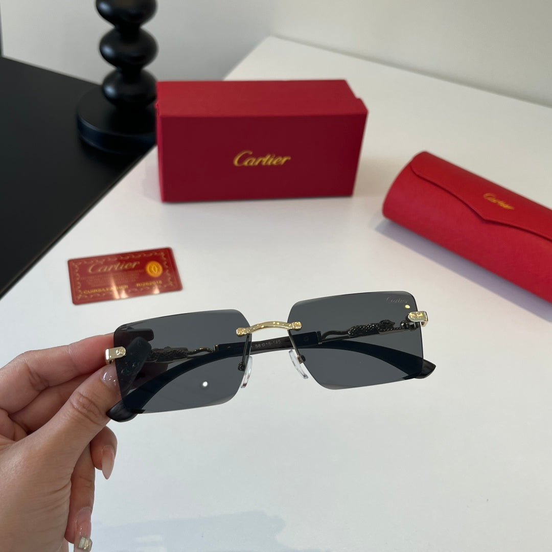 Cartier Lightweight Metal Rimless Silver Lens Sunglasses for Men & Wo - 132534 - detail image 5