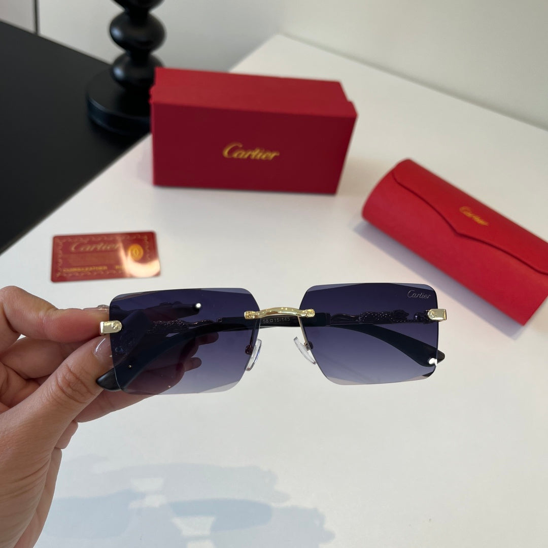 Cartier Lightweight Metal Rimless Silver Lens Sunglasses for Men & Wo - 372223 - detail image 3