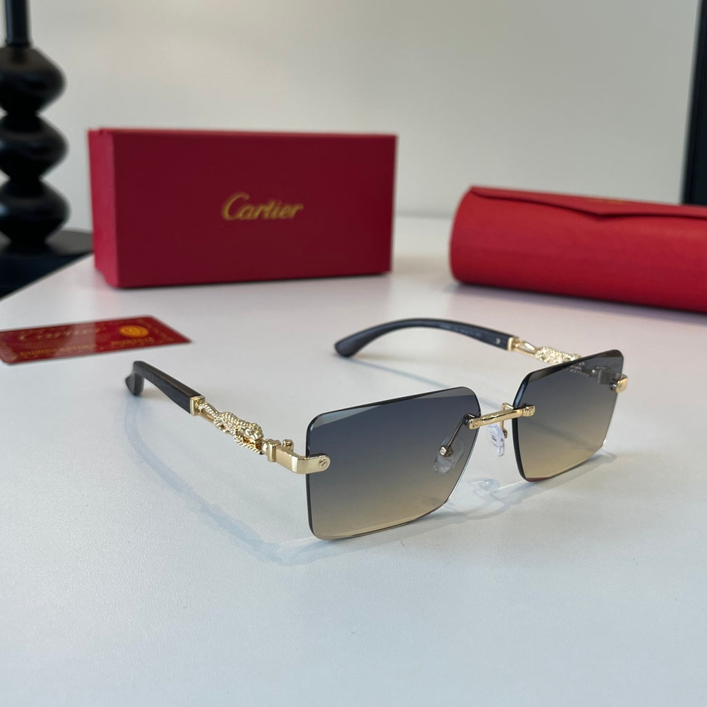 Cartier Lightweight Metal Rimless Silver Lens Sunglasses for Men & Wo - 132536