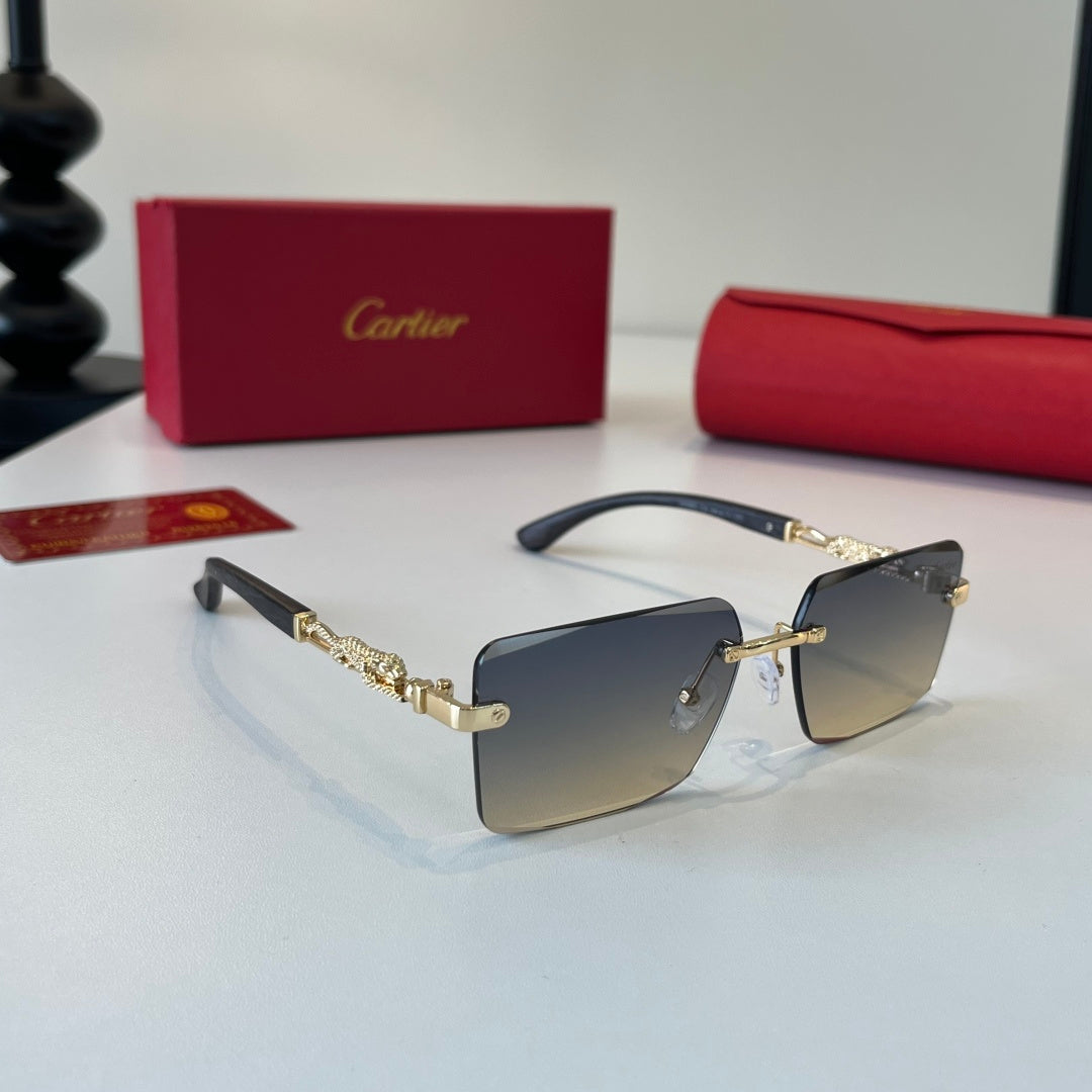 Cartier Lightweight Metal Rimless Silver Lens Sunglasses for Men & Wo - 132536