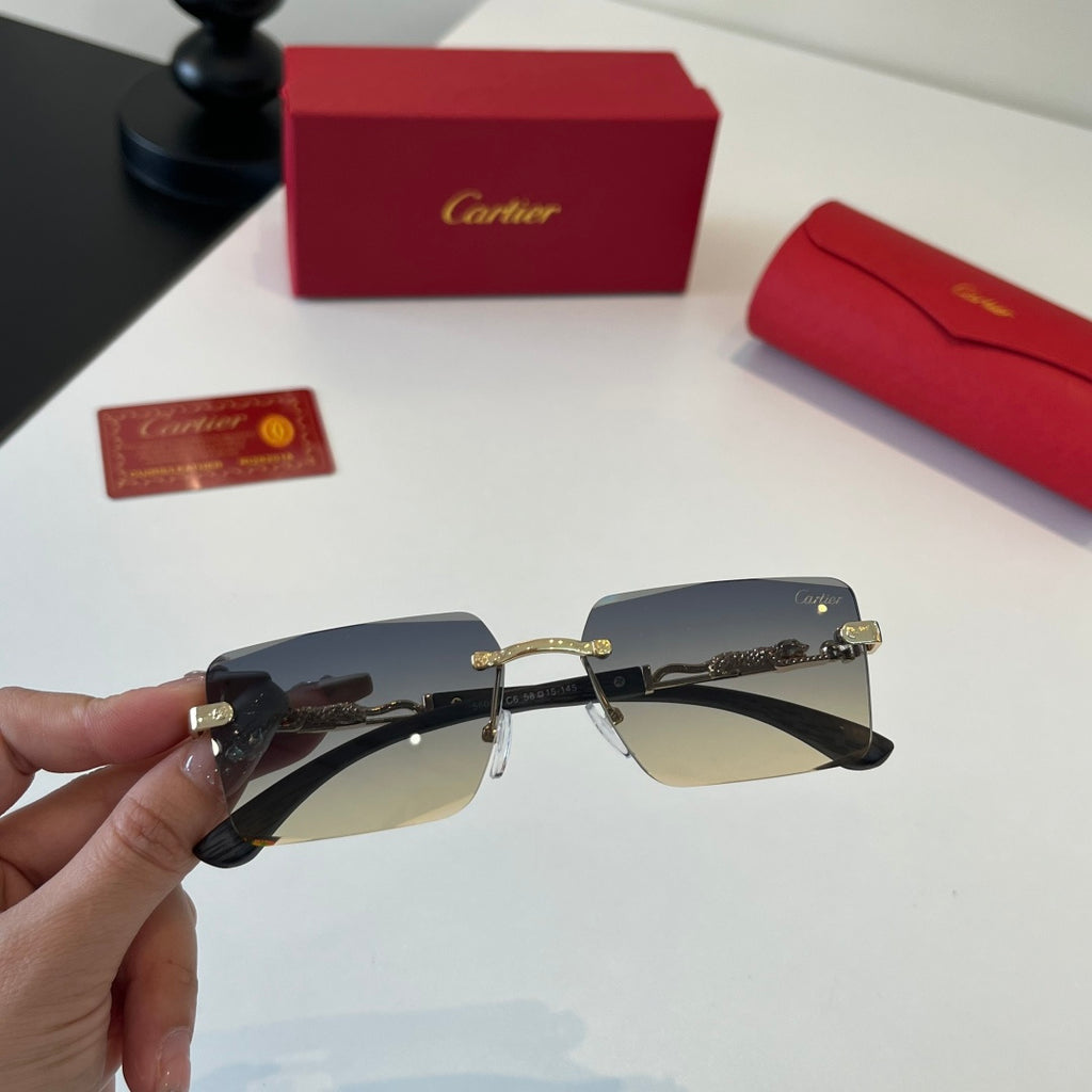 Cartier Lightweight Metal Rimless Silver Lens Sunglasses for Men & Wo - 132536 - detail image 4