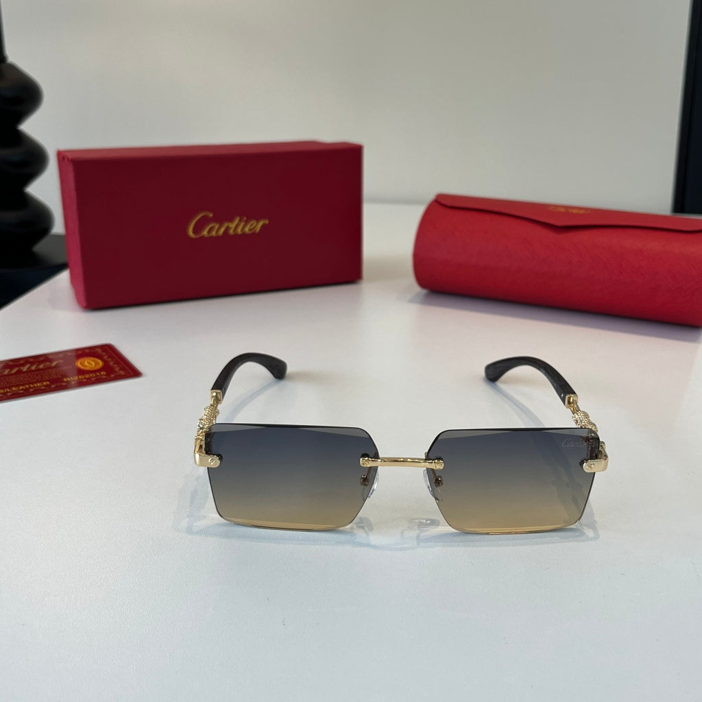 Cartier Lightweight Metal Rimless Silver Lens Sunglasses for Men & Wo - 132536 - detail image 2