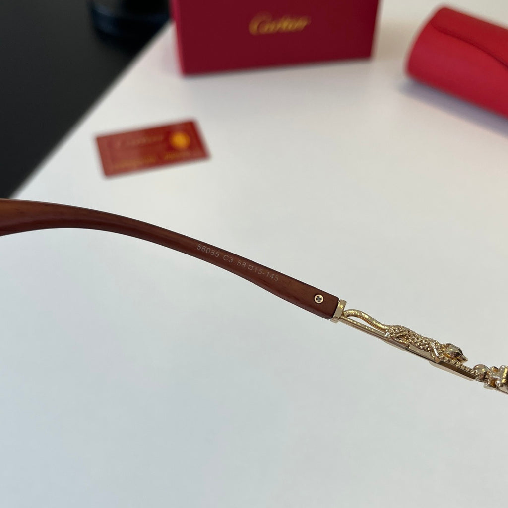 Cartier Lightweight Metal Rimless Brown Lens Sunglasses for Men & Wom - 132537 - detail image 8