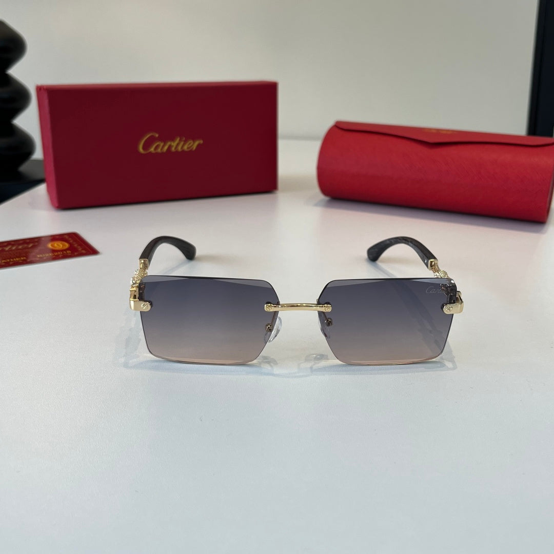 Cartier Lightweight Metal Rimless Silver Lens Sunglasses for Men & Wo - 132538 - detail image 2