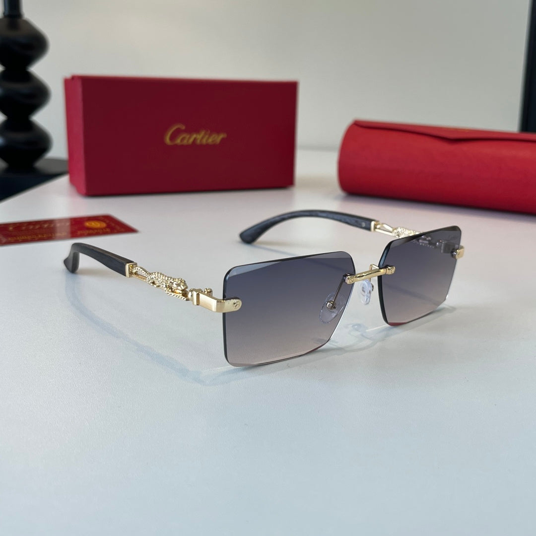 Cartier Lightweight Metal Rimless Silver Lens Sunglasses for Men & Wo - 132538