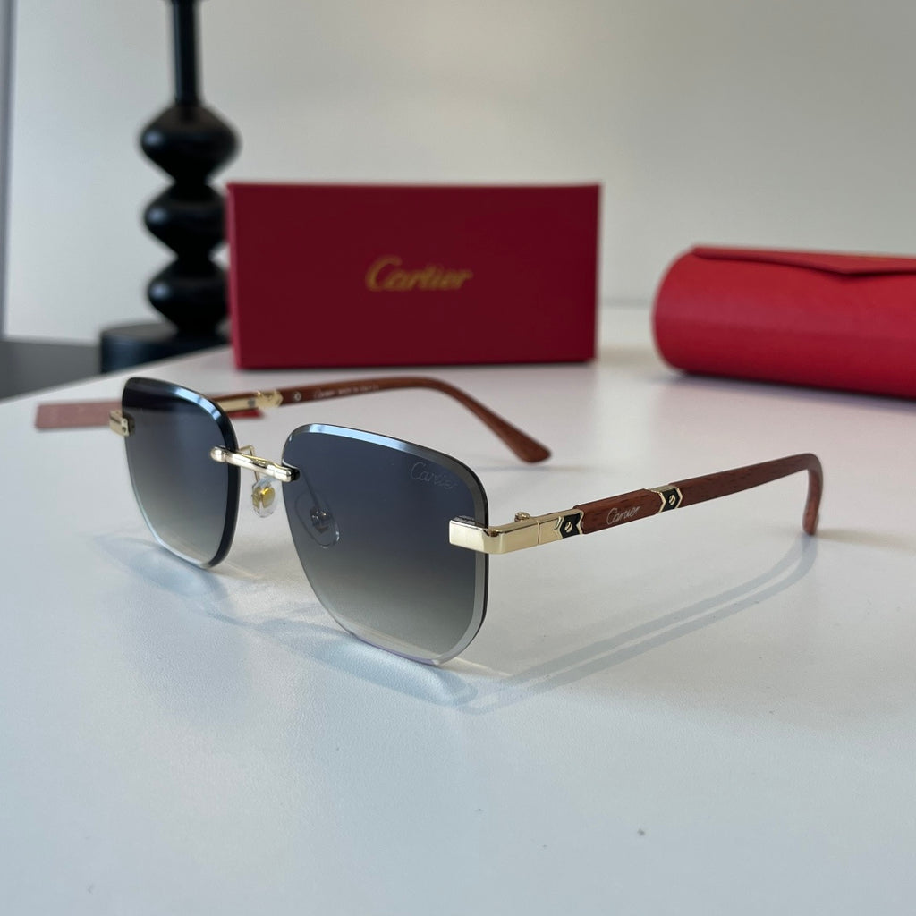 Cartier Lightweight Metal Rimless Silver Lens Sunglasses for Men & Wo - 132539 - detail image 3
