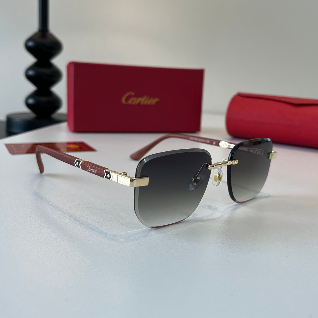 Cartier Lightweight Metal Rimless Silver Lens Sunglasses for Men & Wo - 132539