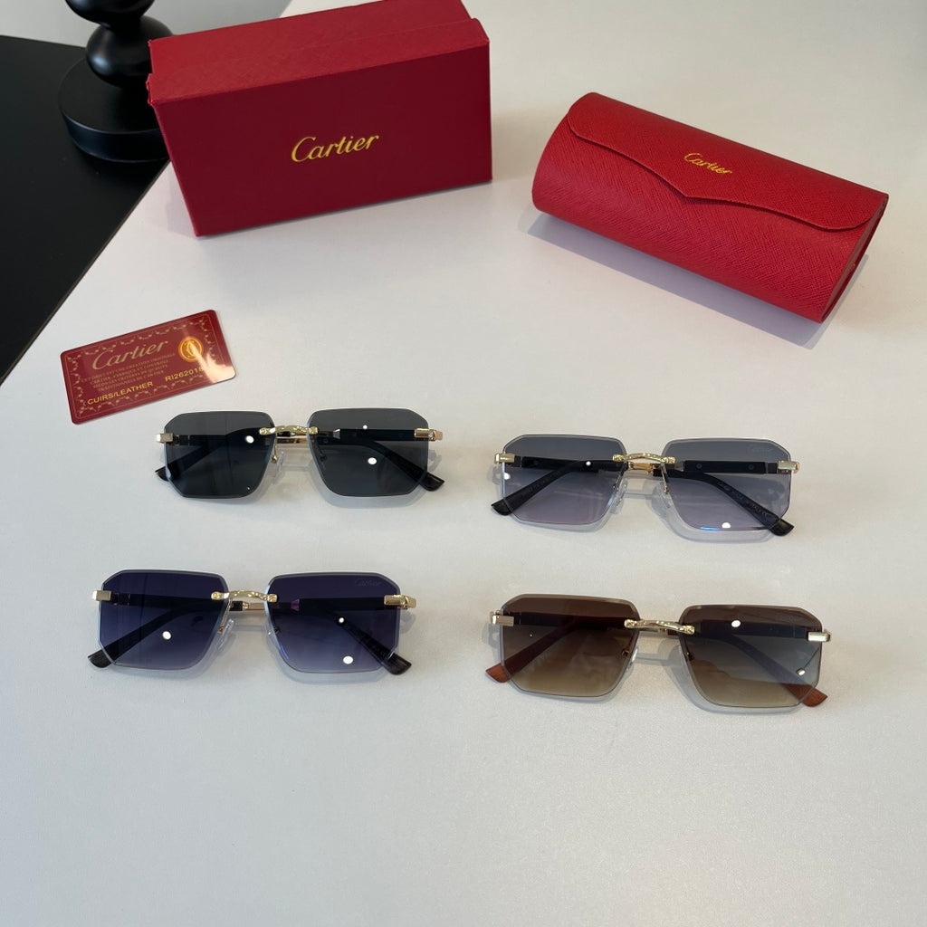 Cartier Lightweight Metal Rimless Blue Lens Sunglasses for Men & Wome - 372228 - detail image 10