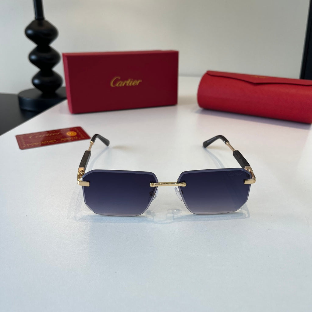 Cartier Lightweight Metal Rimless Blue Lens Sunglasses for Men & Wome - 372228 - detail image 2