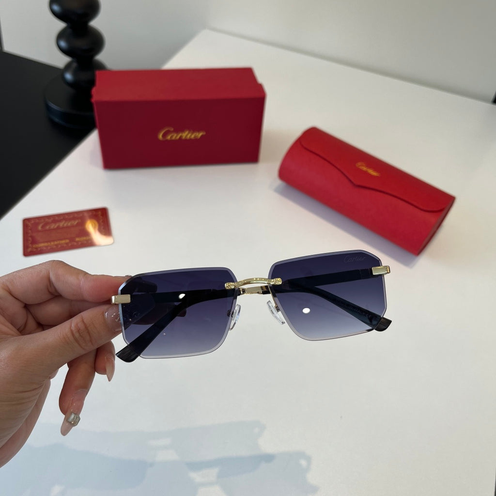 Cartier Lightweight Metal Rimless Blue Lens Sunglasses for Men & Wome - 372228 - detail image 7