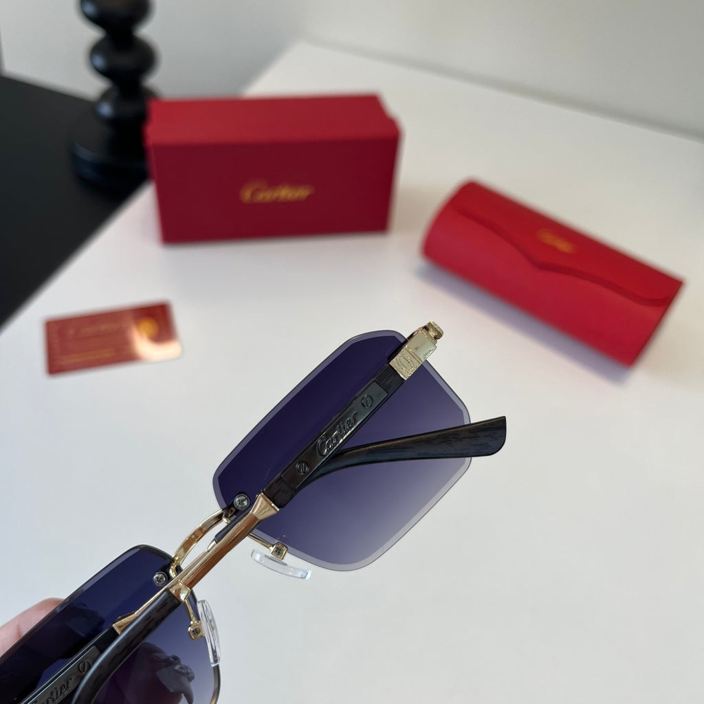Cartier Lightweight Metal Rimless Blue Lens Sunglasses for Men & Wome - 415987 - detail image 6