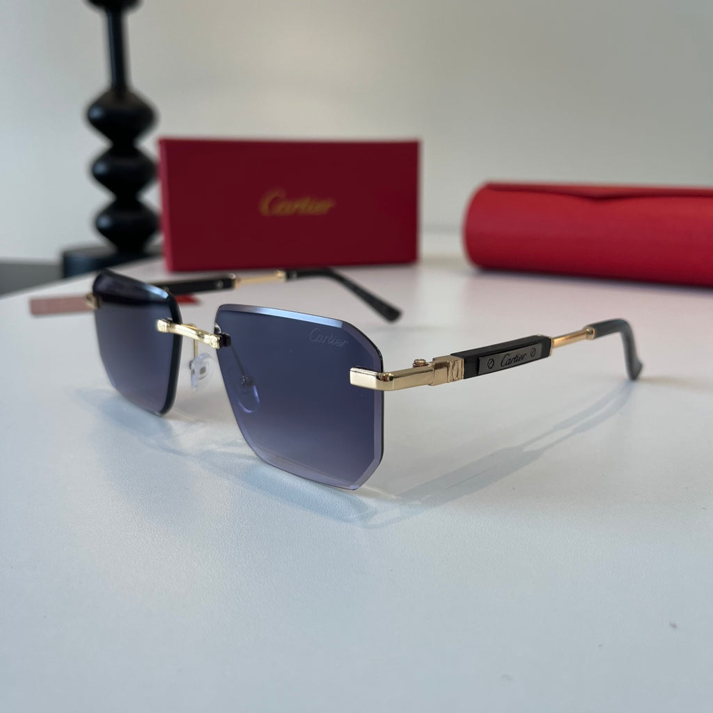 Cartier Lightweight Metal Rimless Blue Lens Sunglasses for Men & Wome - 372228 - detail image 3