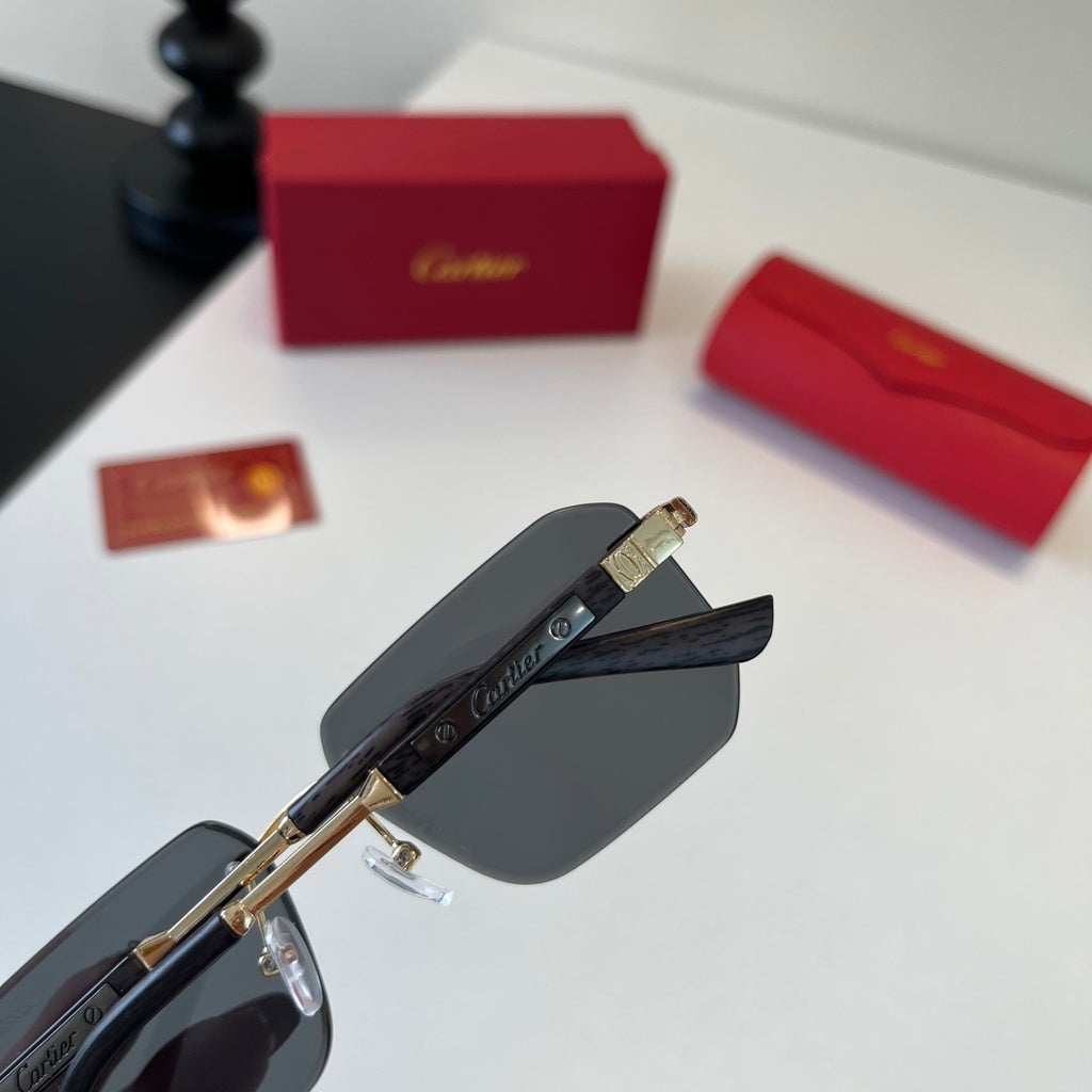 Cartier Lightweight Metal Rimless Silver Lens Sunglasses for Men & Wo - 132540 - detail image 5