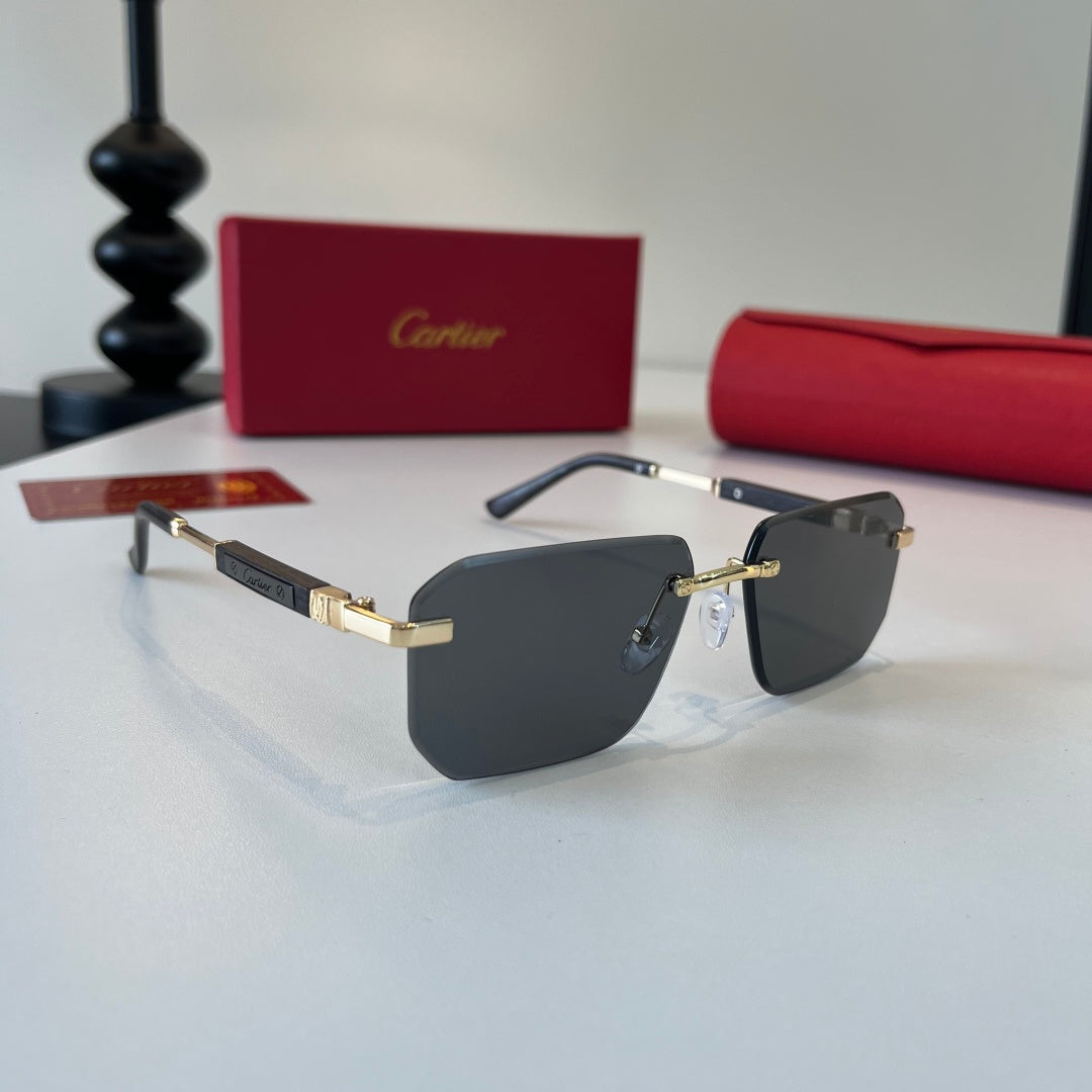 Cartier Lightweight Metal Rimless Silver Lens Sunglasses for Men & Wo - 132540
