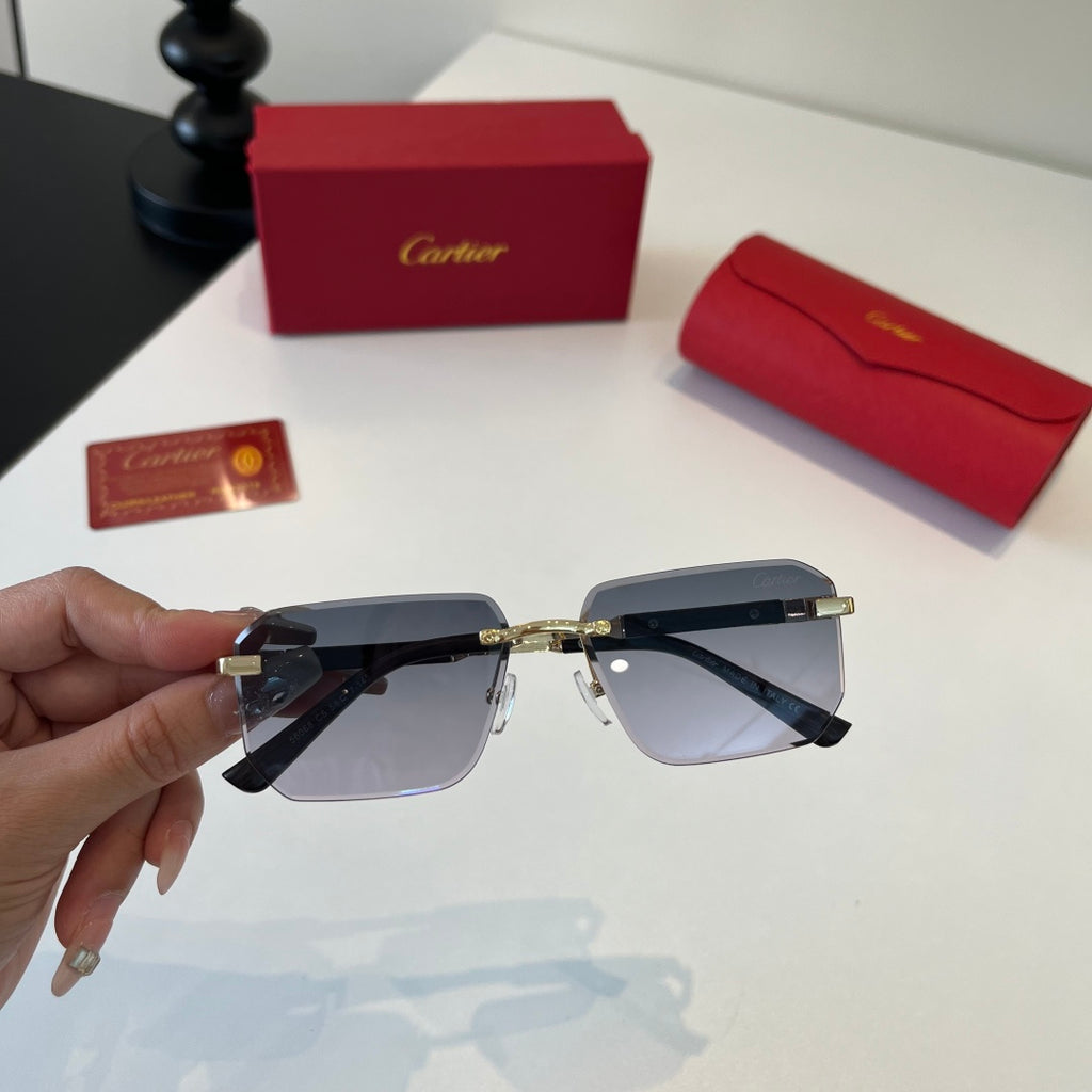 Cartier Lightweight Metal Rimless Silver Lens Sunglasses for Men & Wo - 132541 - detail image 7