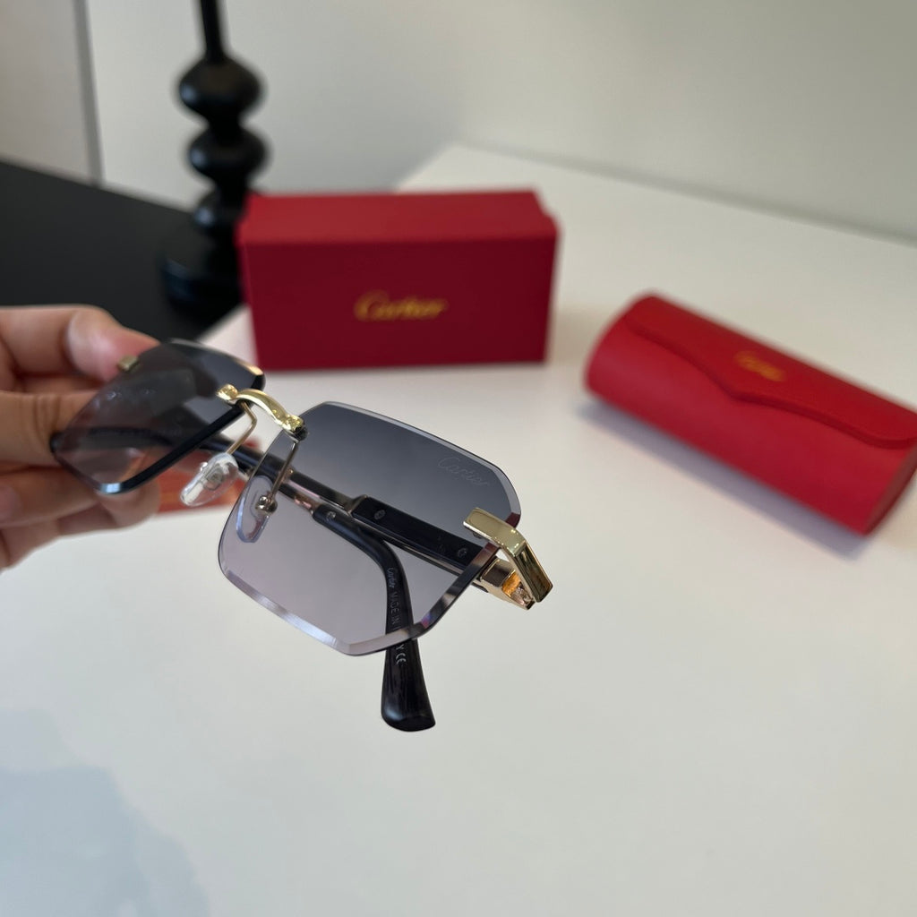Cartier Lightweight Metal Rimless Silver Lens Sunglasses for Men & Wo - 132541 - detail image 6
