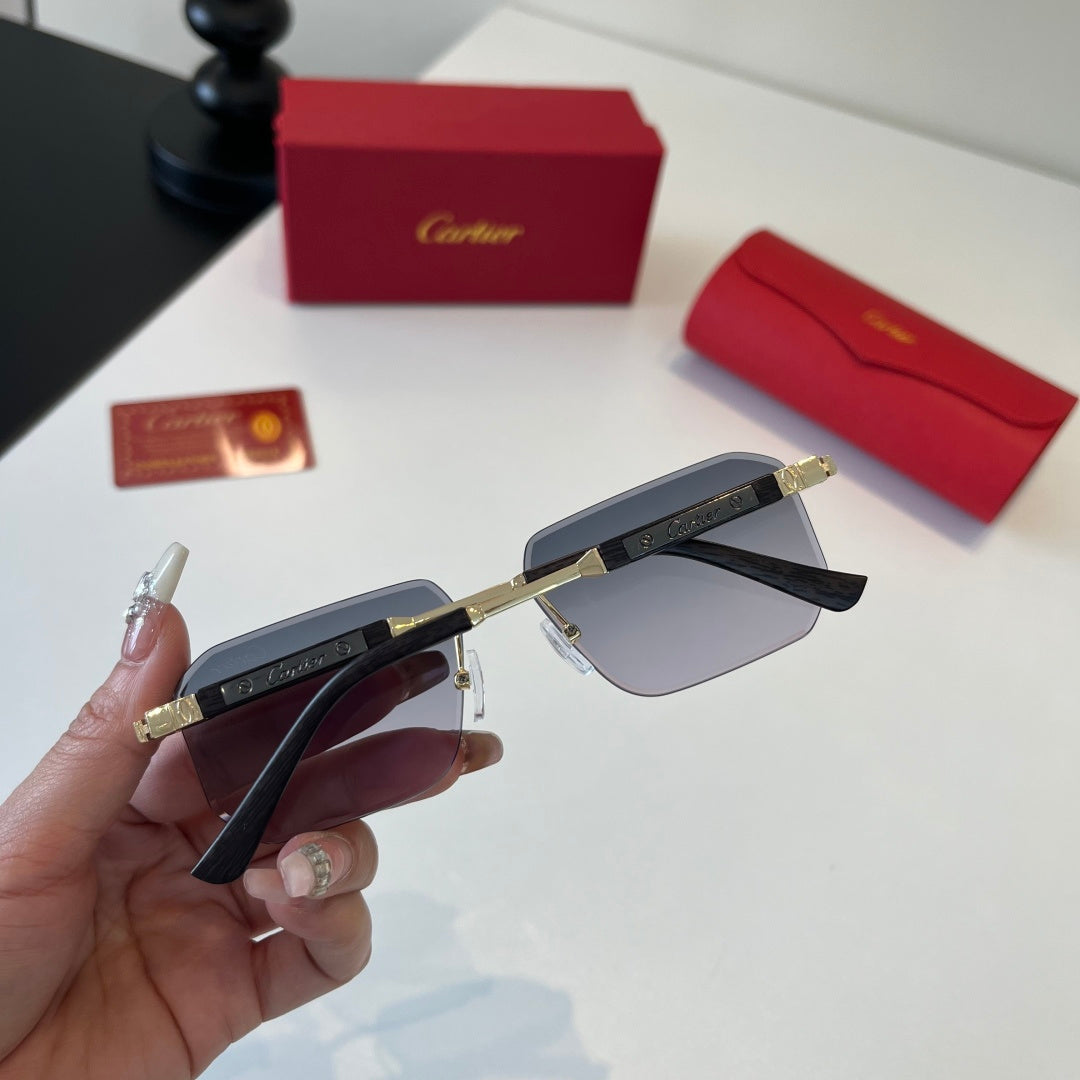Cartier Lightweight Metal Rimless Silver Lens Sunglasses for Men & Wo - 132541 - detail image 4