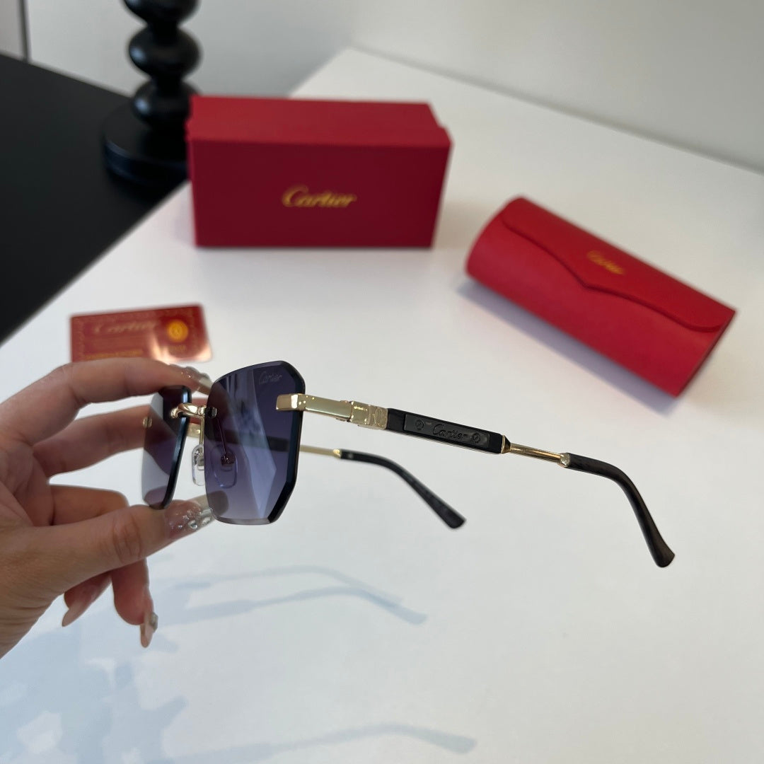 Cartier Lightweight Metal Rimless Blue Lens Sunglasses for Men & Wome - 372228 - detail image 4