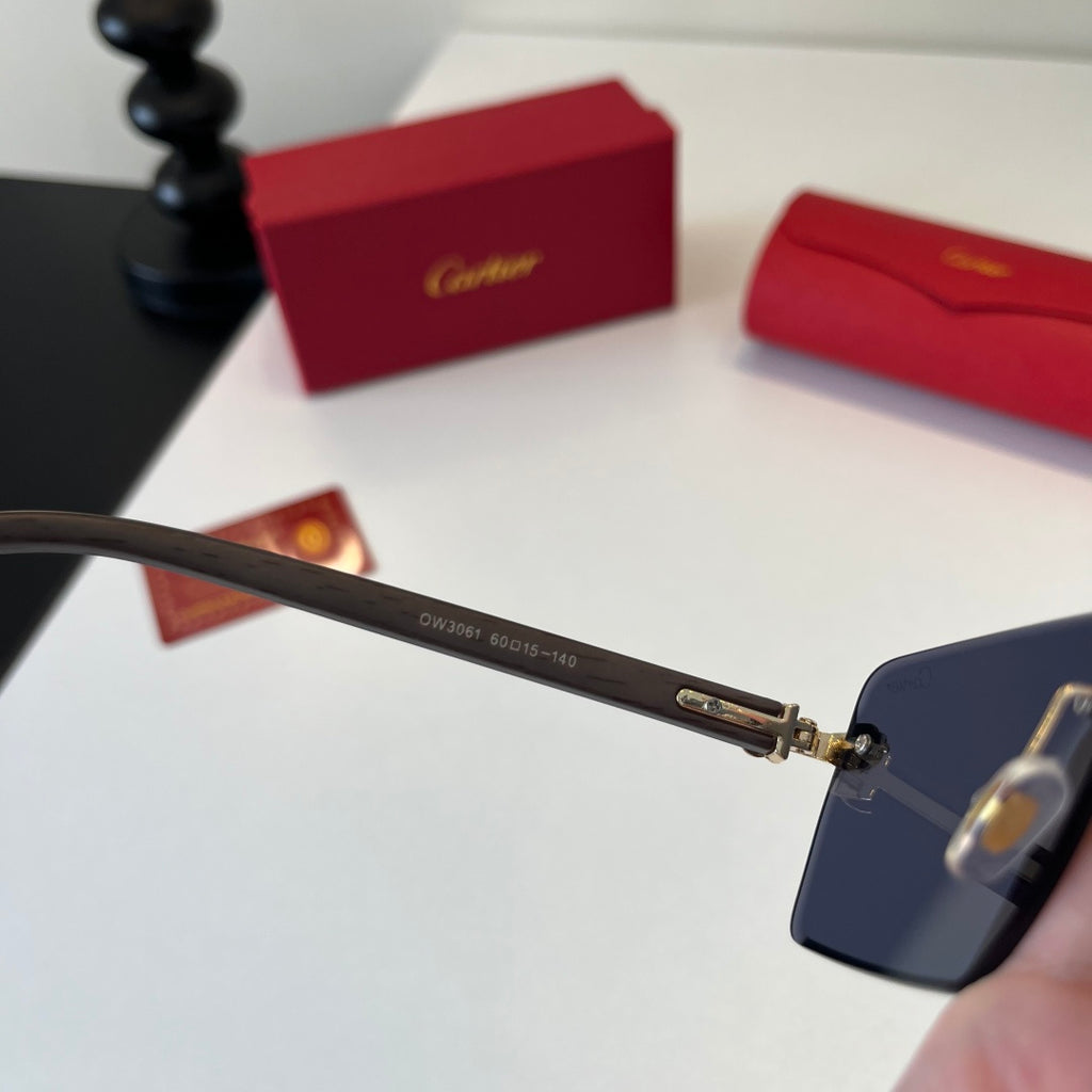 Cartier Lightweight Metal Rimless Blue Lens Sunglasses for Men & Wome - 132543 - detail image 9