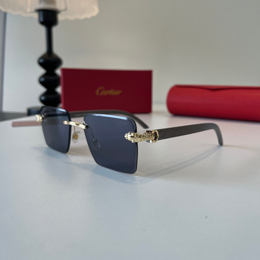 Cartier Lightweight Metal Rimless Blue Lens Sunglasses for Men & Wome - 132543 - detail image 3