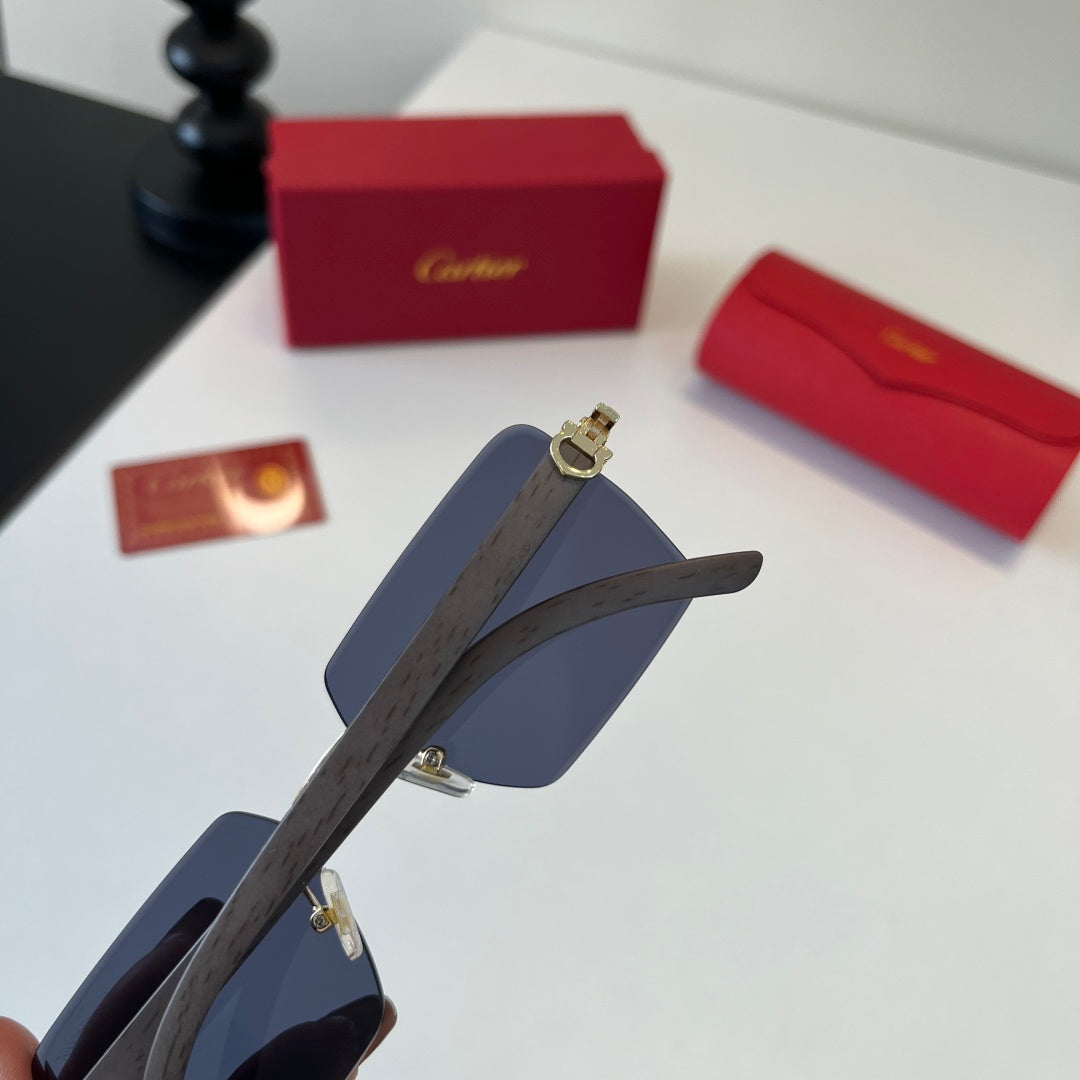 Cartier Lightweight Metal Rimless Blue Lens Sunglasses for Men & Wome - 132543 - detail image 7