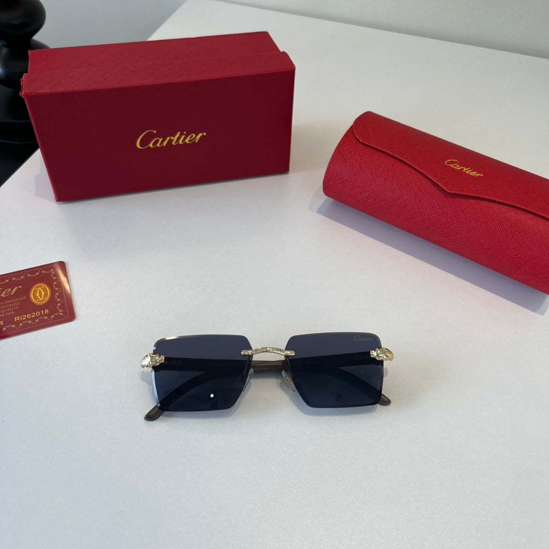 Cartier Lightweight Metal Rimless Blue Lens Sunglasses for Men & Wome - 132543 - detail image 4