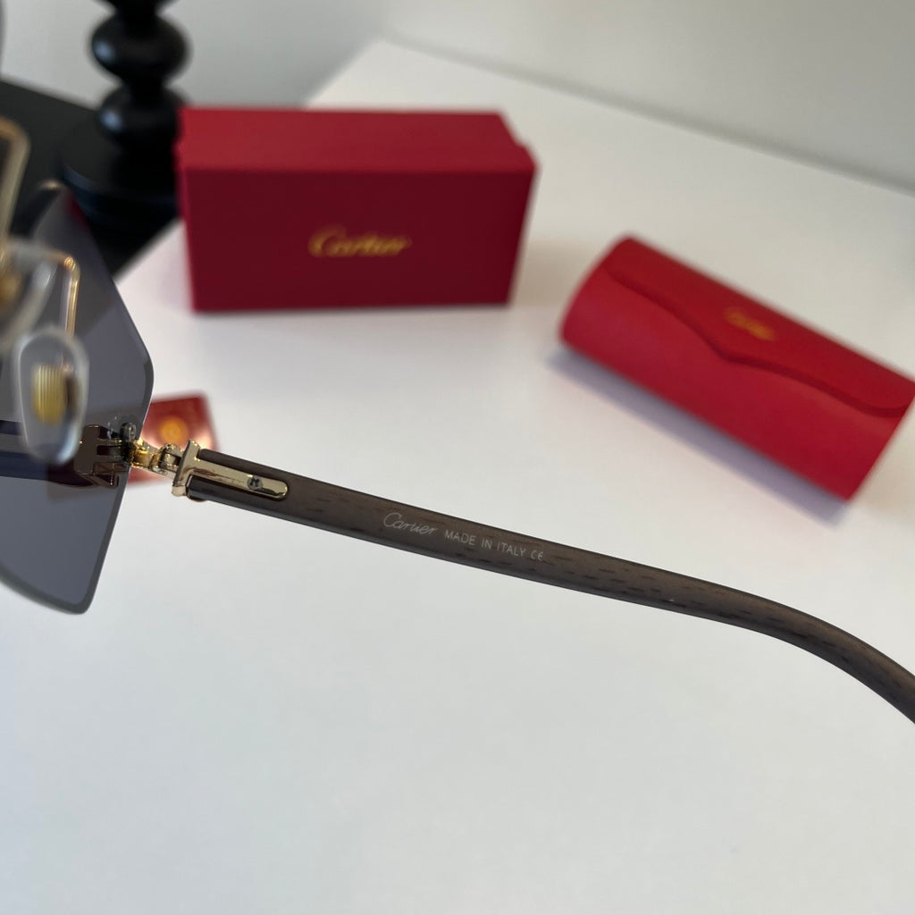 Cartier Lightweight Metal Rimless Blue Lens Sunglasses for Men & Wome - 132543 - detail image 10
