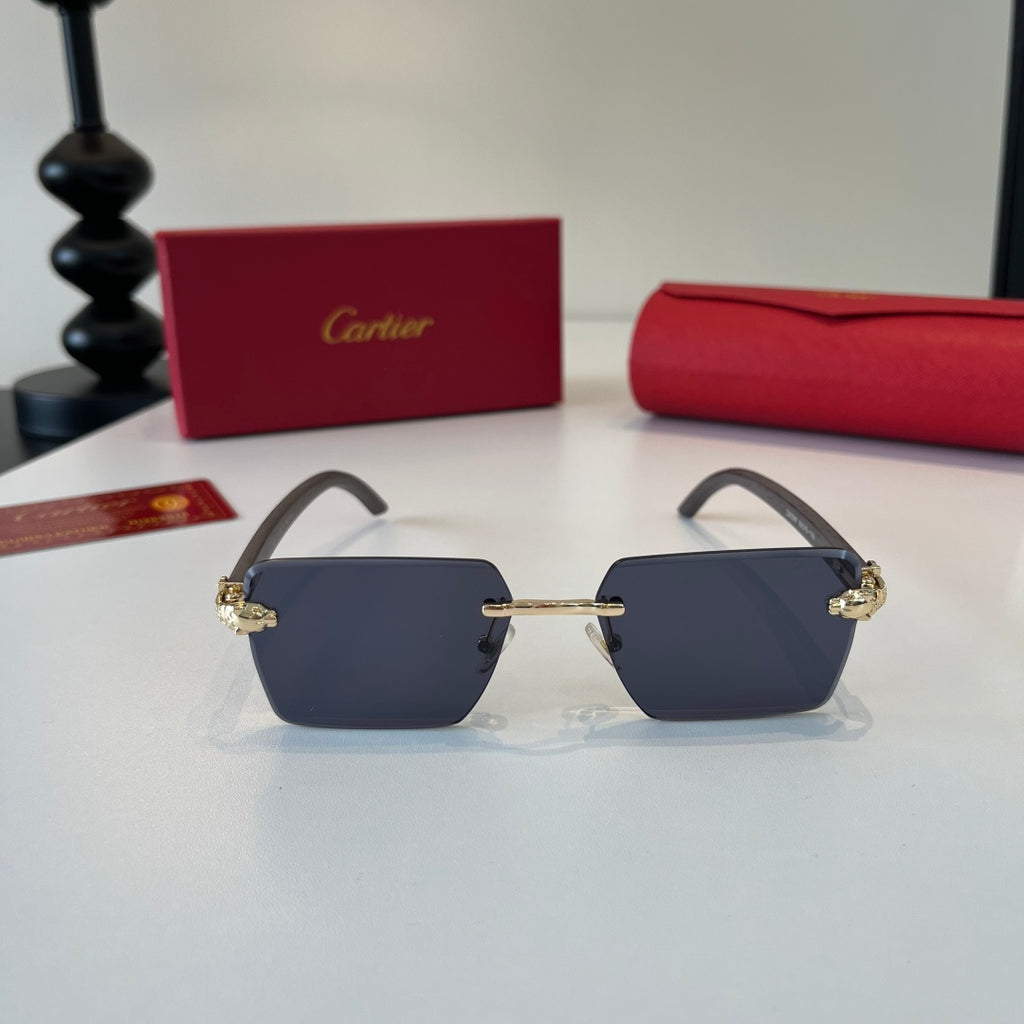 Cartier Lightweight Metal Rimless Blue Lens Sunglasses for Men & Wome - 132543 - detail image 2