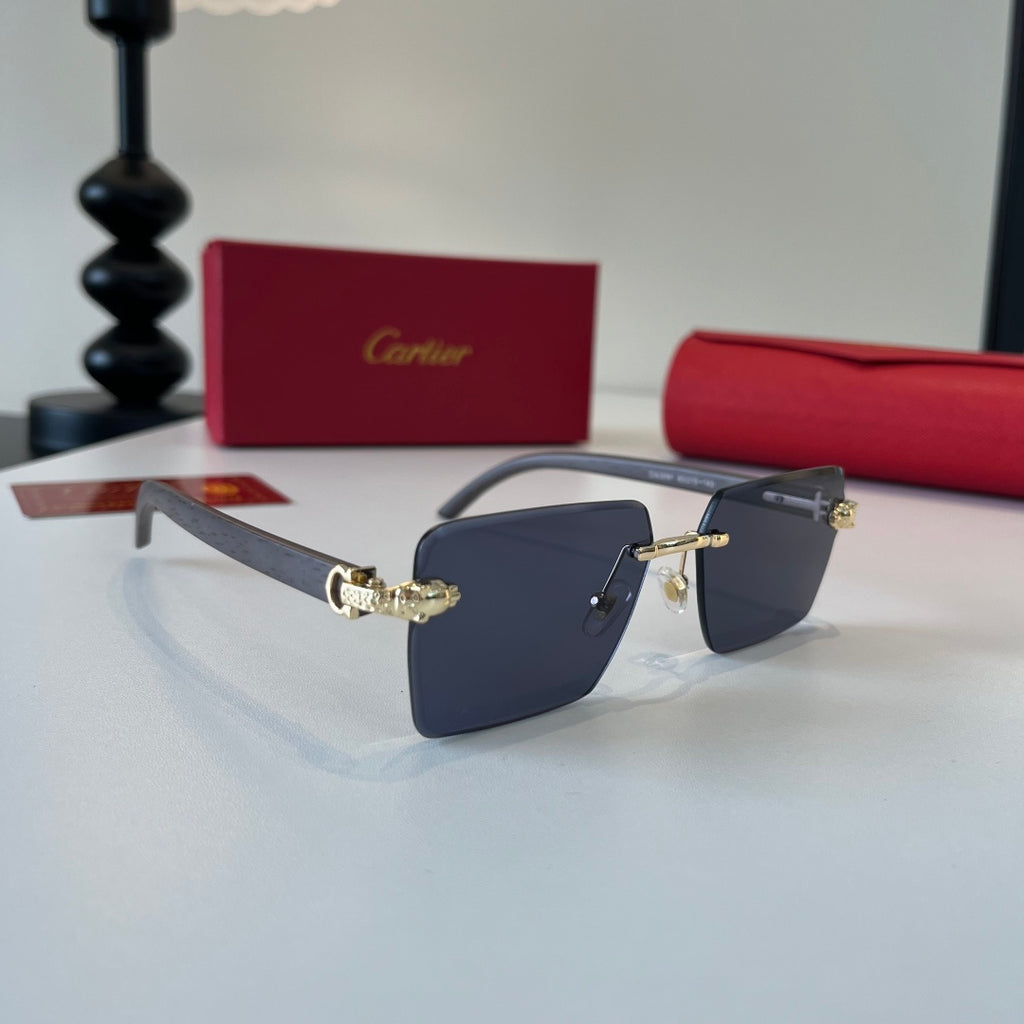 Cartier Lightweight Metal Rimless Blue Lens Sunglasses for Men & Wome - 132543